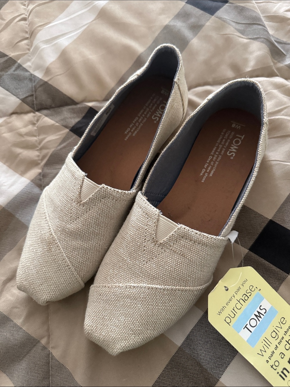 TOMS Canvas Slip-On Flats in Cream